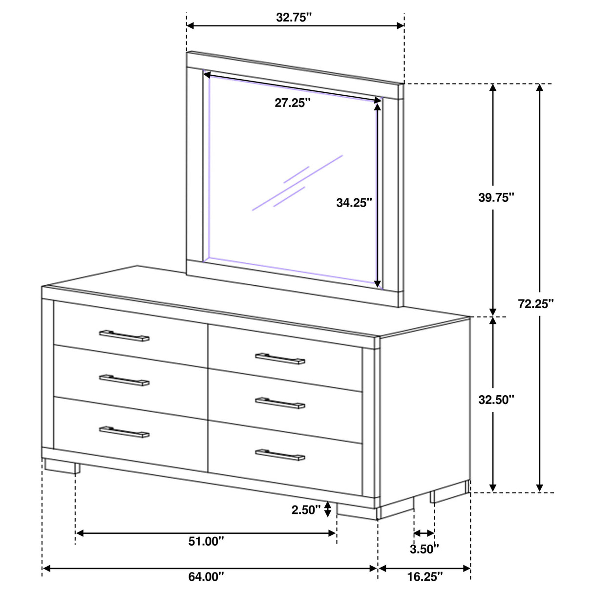 Jessica Dresser with Mirror - Furniture World
