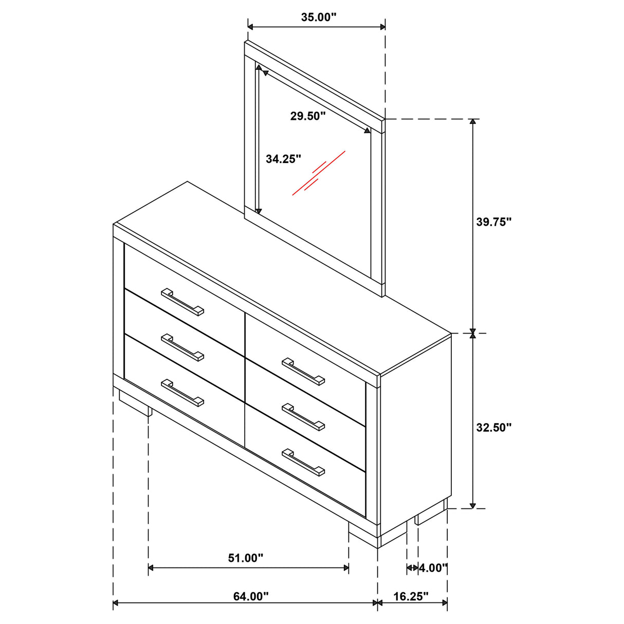 Jessica Dresser with Mirror - Furniture World