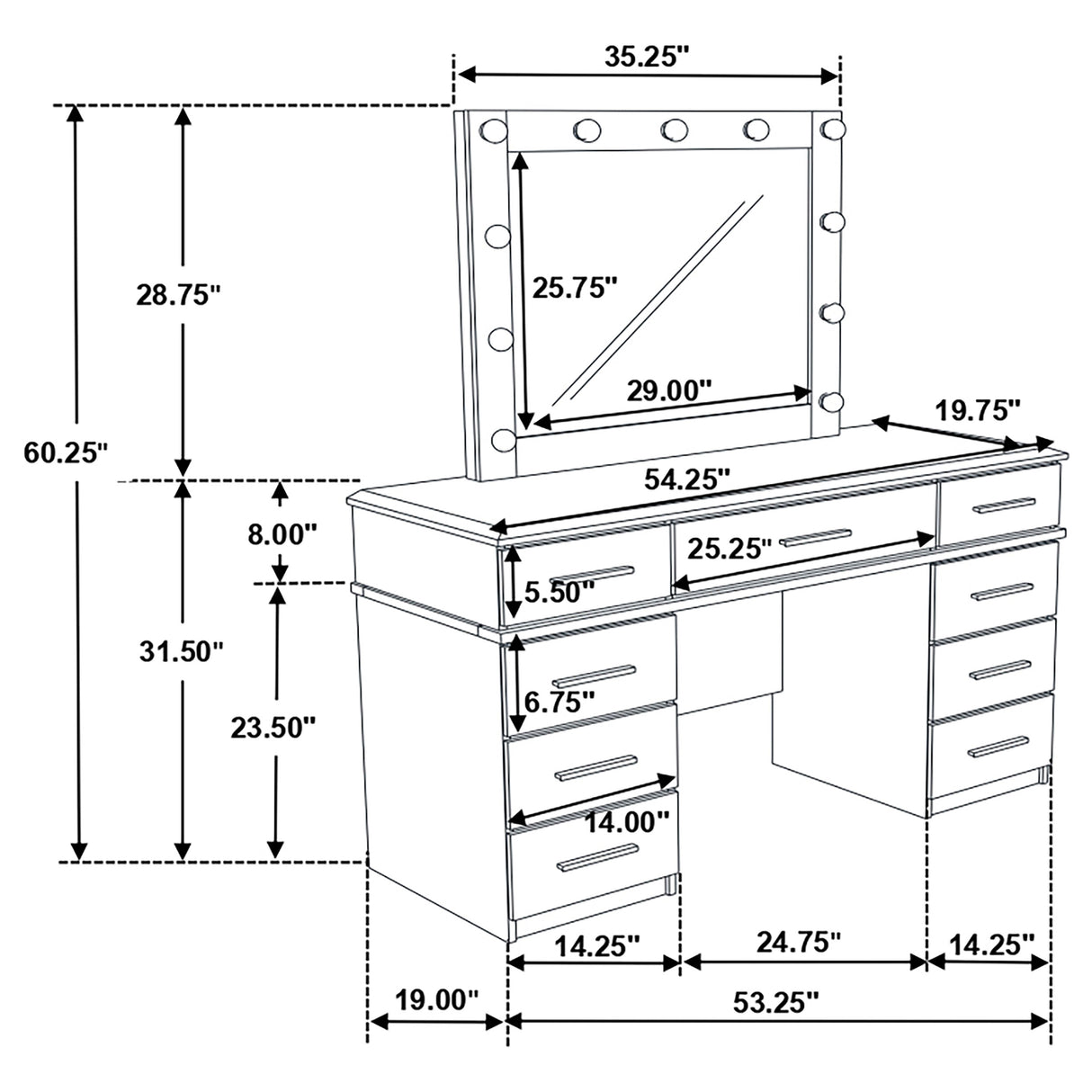 Felicity Makeup Vanity Table with LED Mirror - Furniture World
