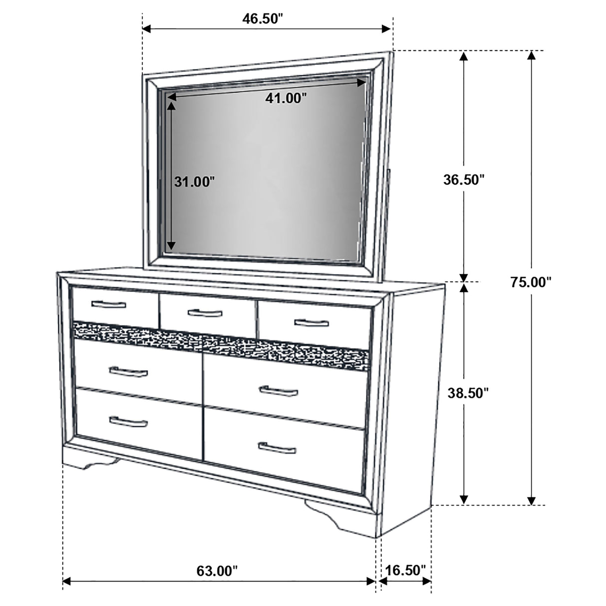 Miranda Dresser with Mirror - Furniture World