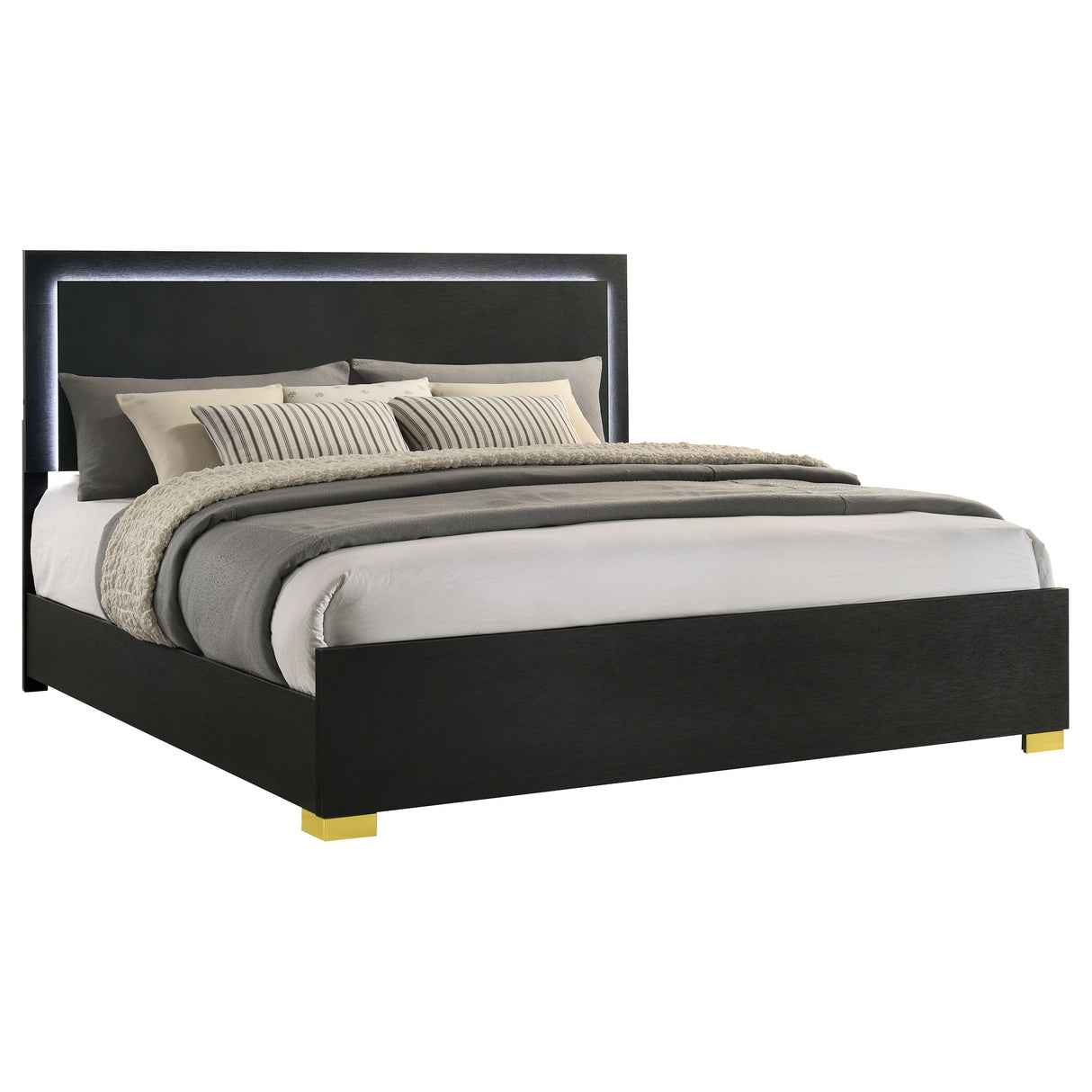 Marceline Panel Bed with LED Lighting - Furniture World