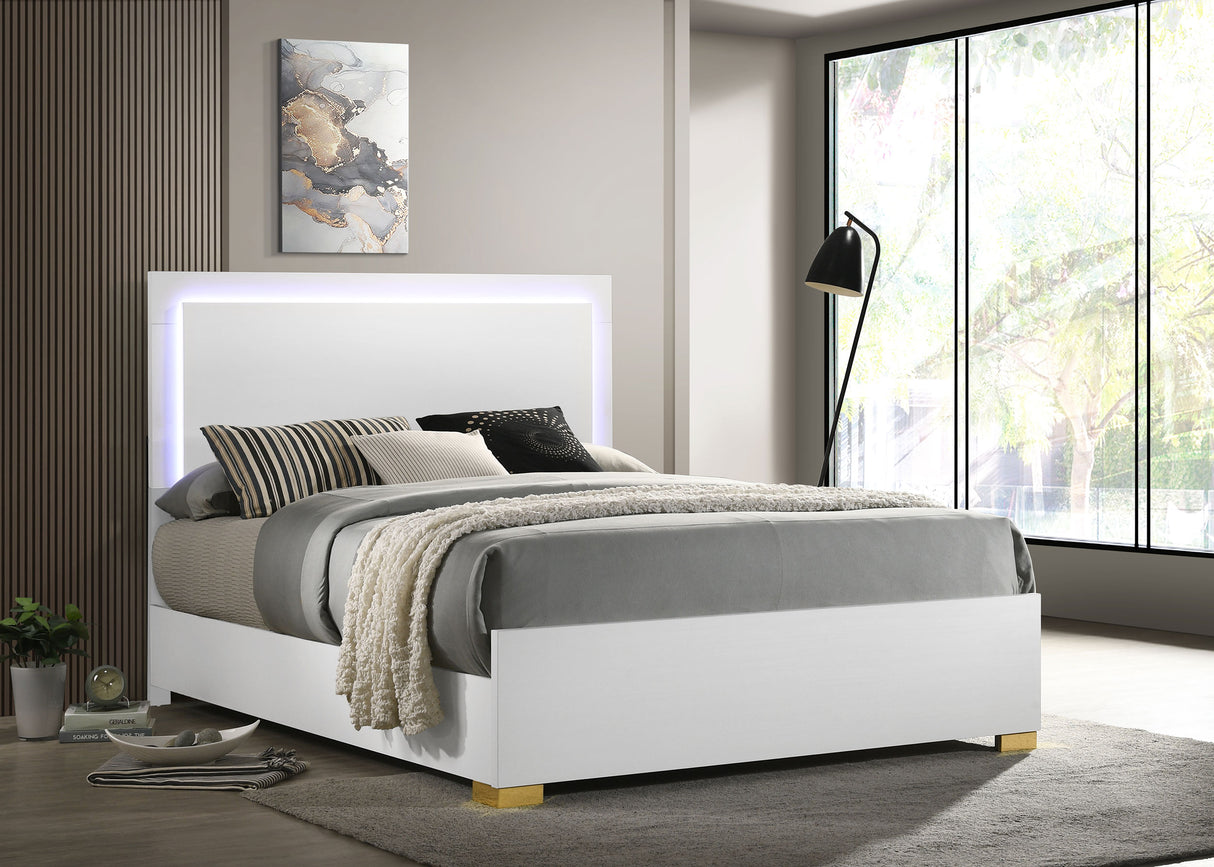 Marceline Panel Bed with LED Lighting - Furniture World
