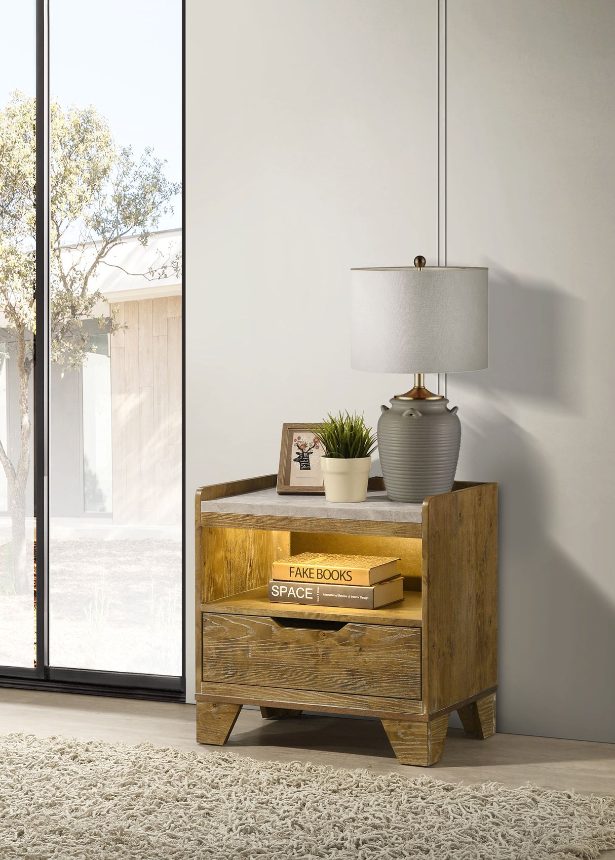 Henderson Nightstand with LED Lighting - Furniture World