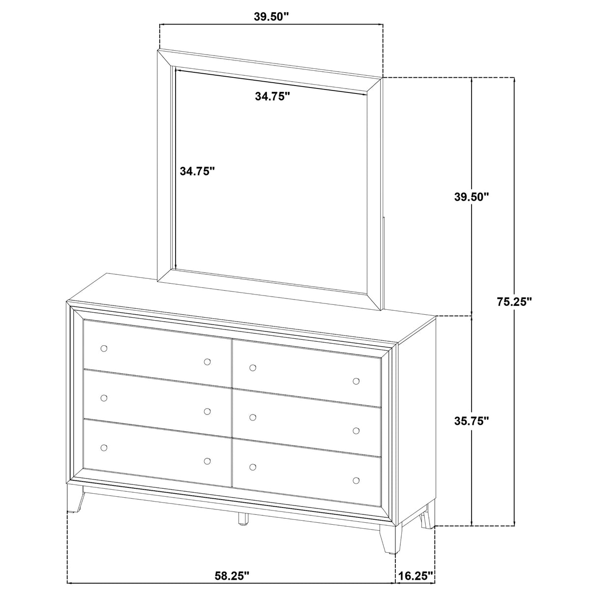 Welsley Dresser with Mirror - Furniture World