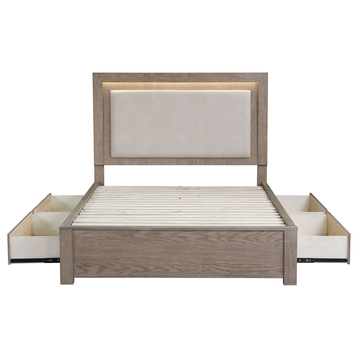 Kenora Panel Platform Storage Bed with LED Lighting - Furniture World
