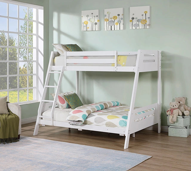 Emilee Twin/Full Bunk Bed White, Grey, Espresso, & Black