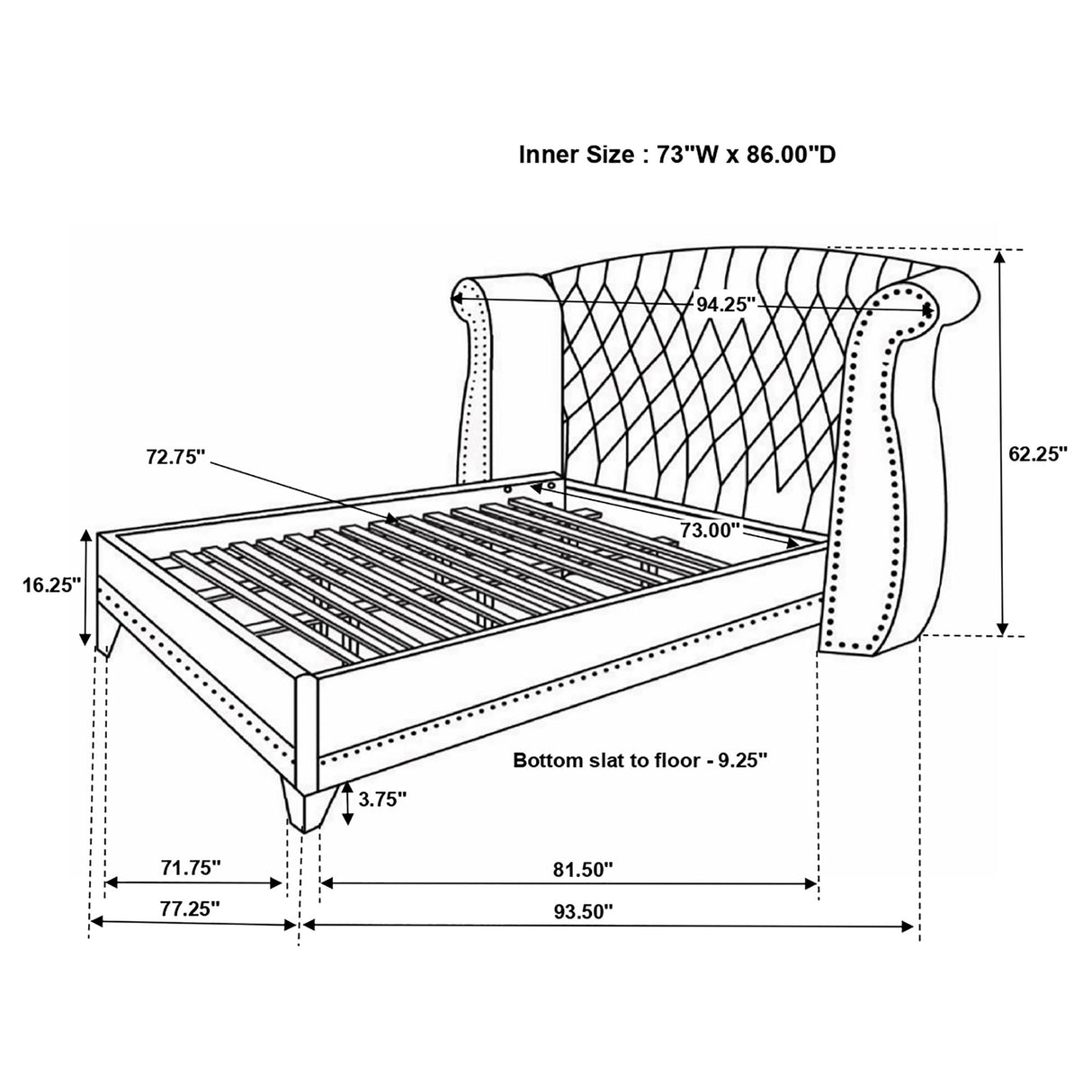 Barzini Wingback Platform Bed - Furniture World
