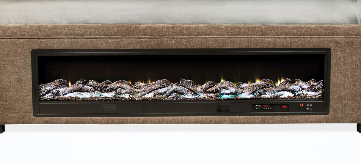 Senna Panel Bed with Bluetooth Speaker and Flame Visualizer - Furniture World