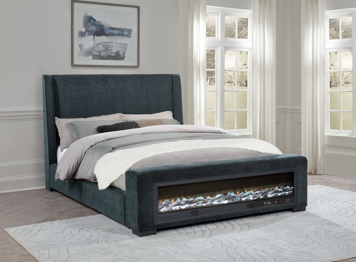 Preston Wingback Bed with Flame Visualizer and Bluetooth Speaker - Furniture World