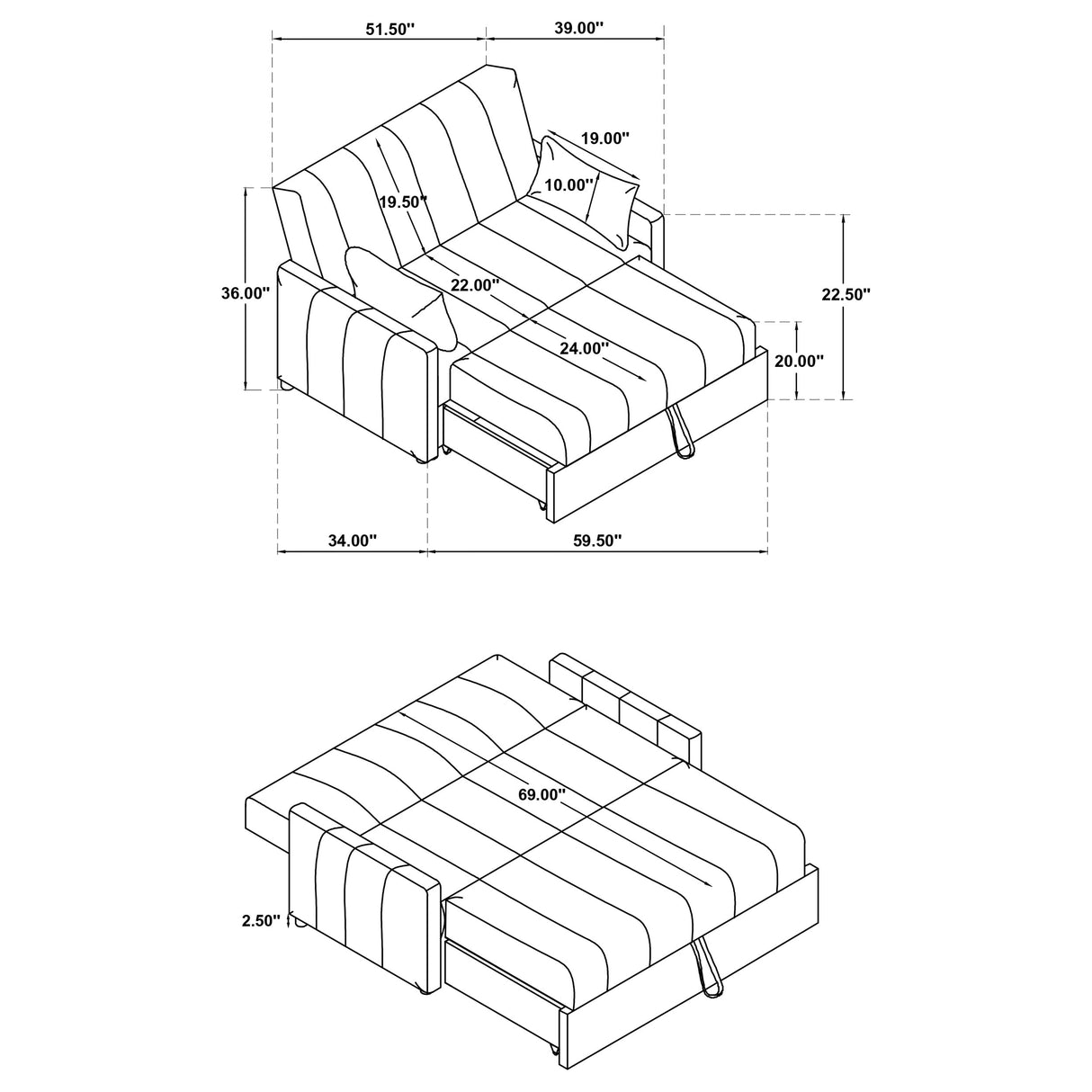 Portland Convertible Sleeper Sofa Bed - Furniture World