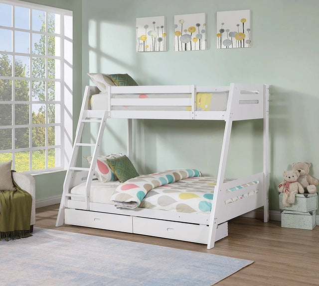 Emilee Twin/Full Bunk Bed White, Grey, Espresso, & Black