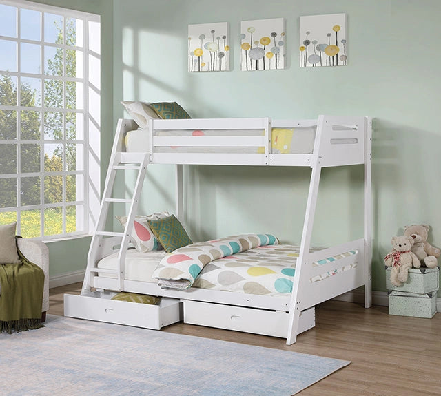 Emilee Twin/Full Bunk Bed White, Grey, Espresso, & Black