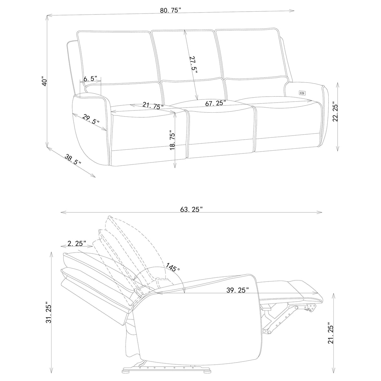 Sylmar Power Reclining Sofa - Furniture World