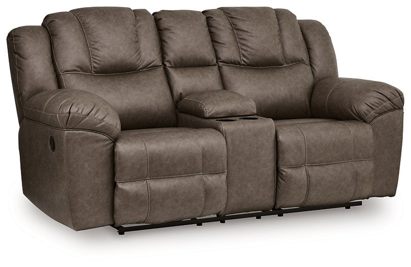 Lowilla Reclining Loveseat with Console - Furniture World
