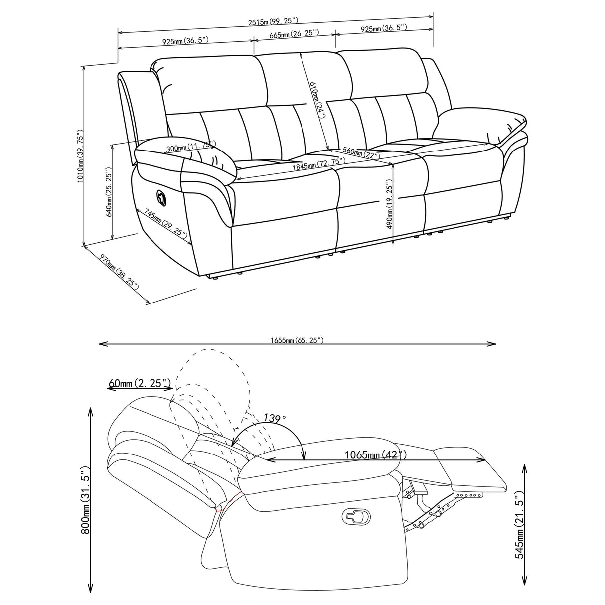 Bahrain Reclining Sofa