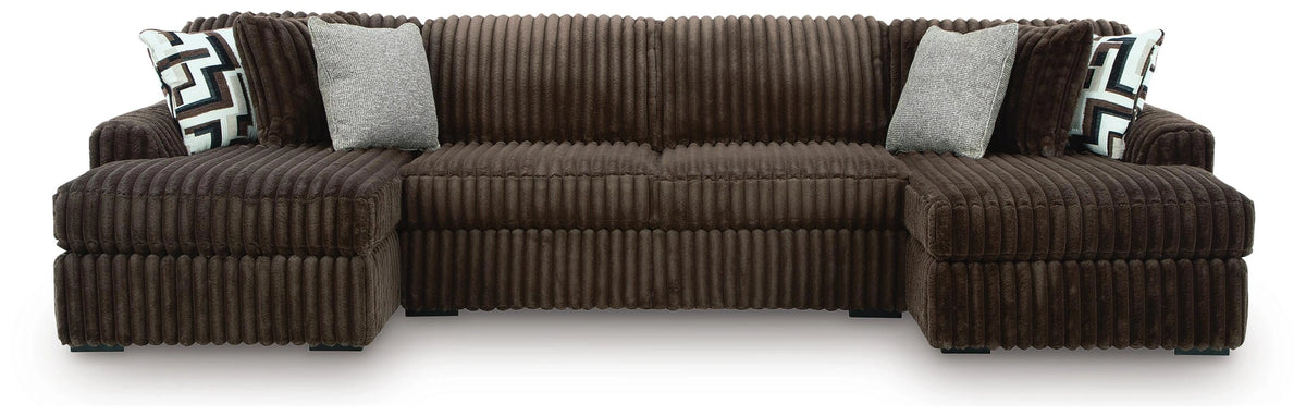 Midnight-Madness Double Chaise Sectional - Chocolate