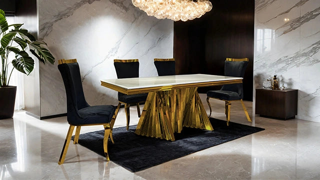 Basilicata 7 Pc Dining Set Gold & Silver
