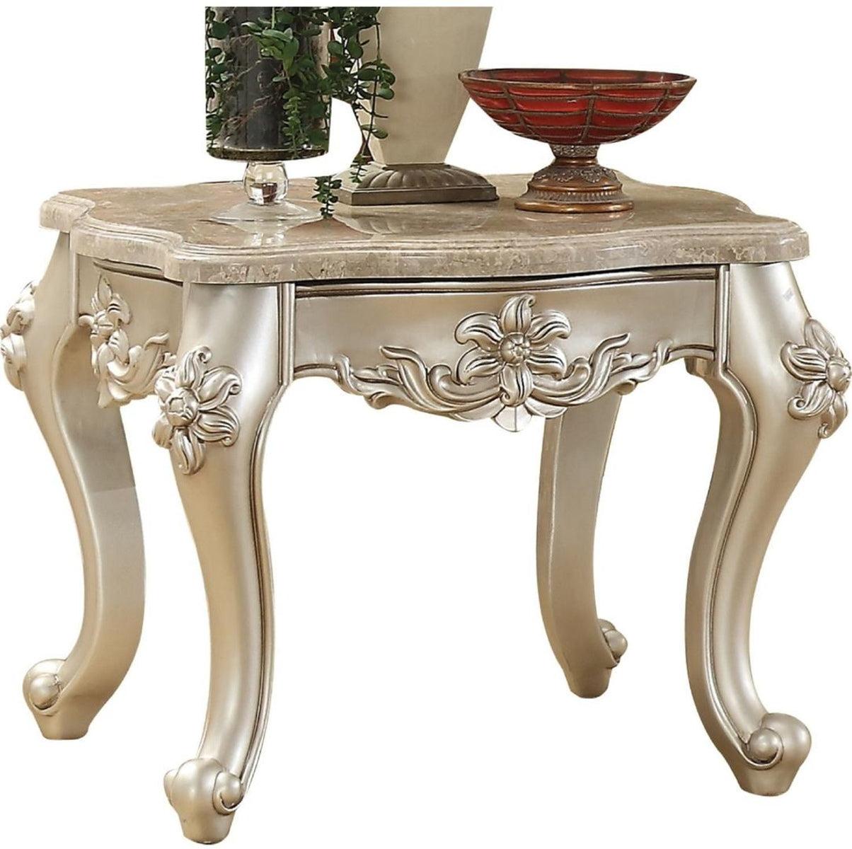 Acme Furniture Bently End Table in Marble/Champagne 81667 - Furniture World