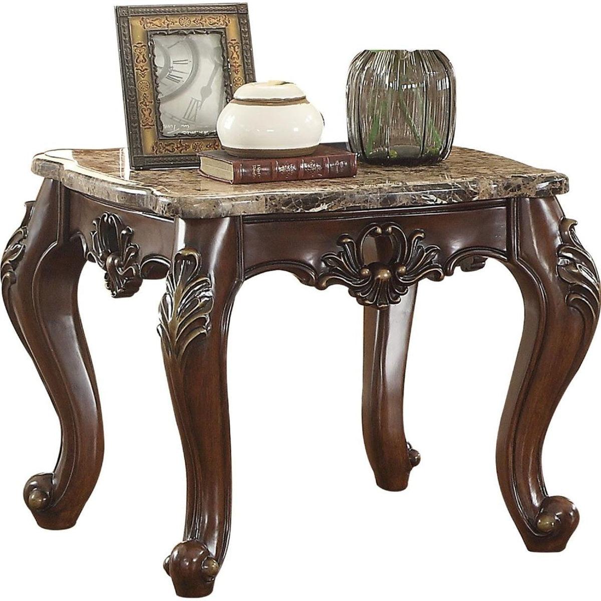 Acme Furniture Devayne End Table in Marble/Dark Walnut 81687 - Furniture World