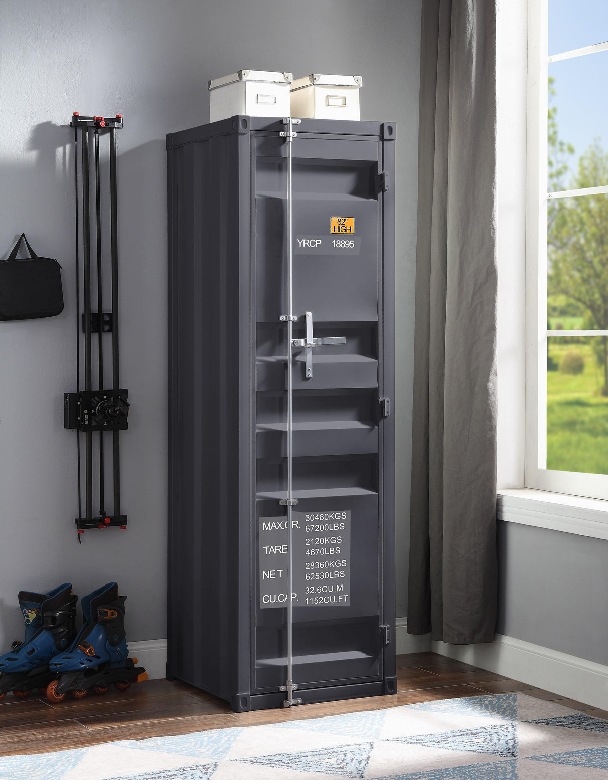 Cargo Gunmetal Wardrobe (Single Door)