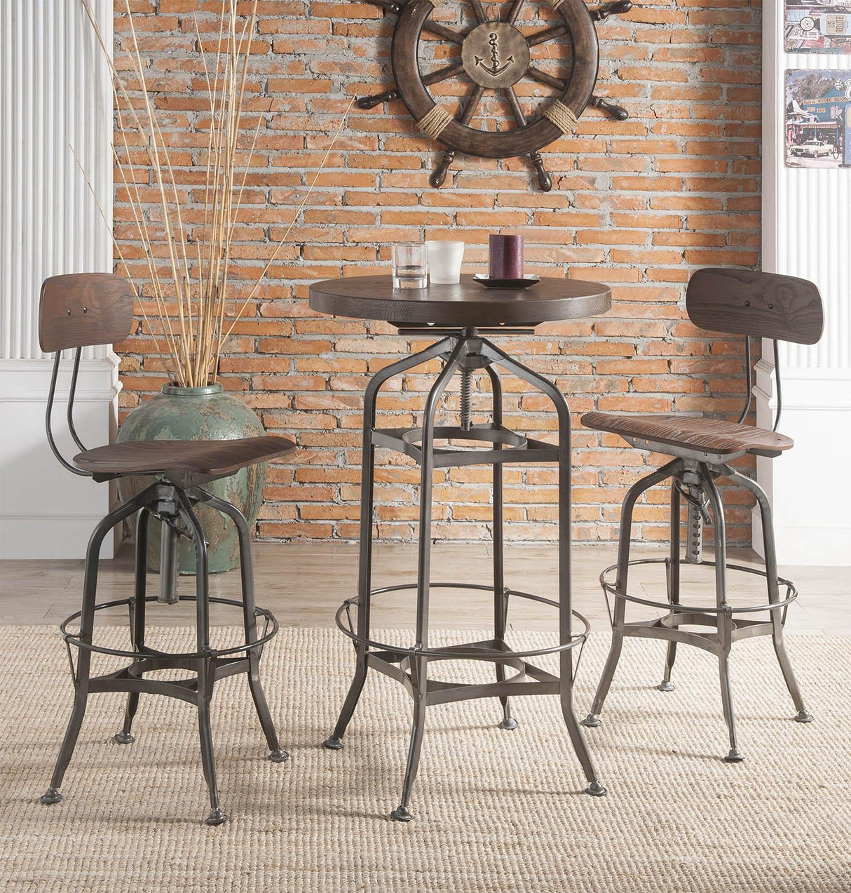 Kaeso Walnut & Gunmetal Bar Table