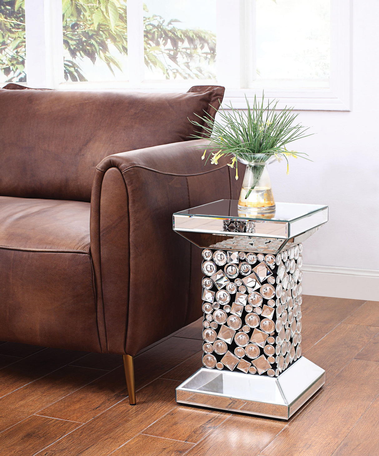Kachina Mirrored & Faux Gems End Table - Furniture World