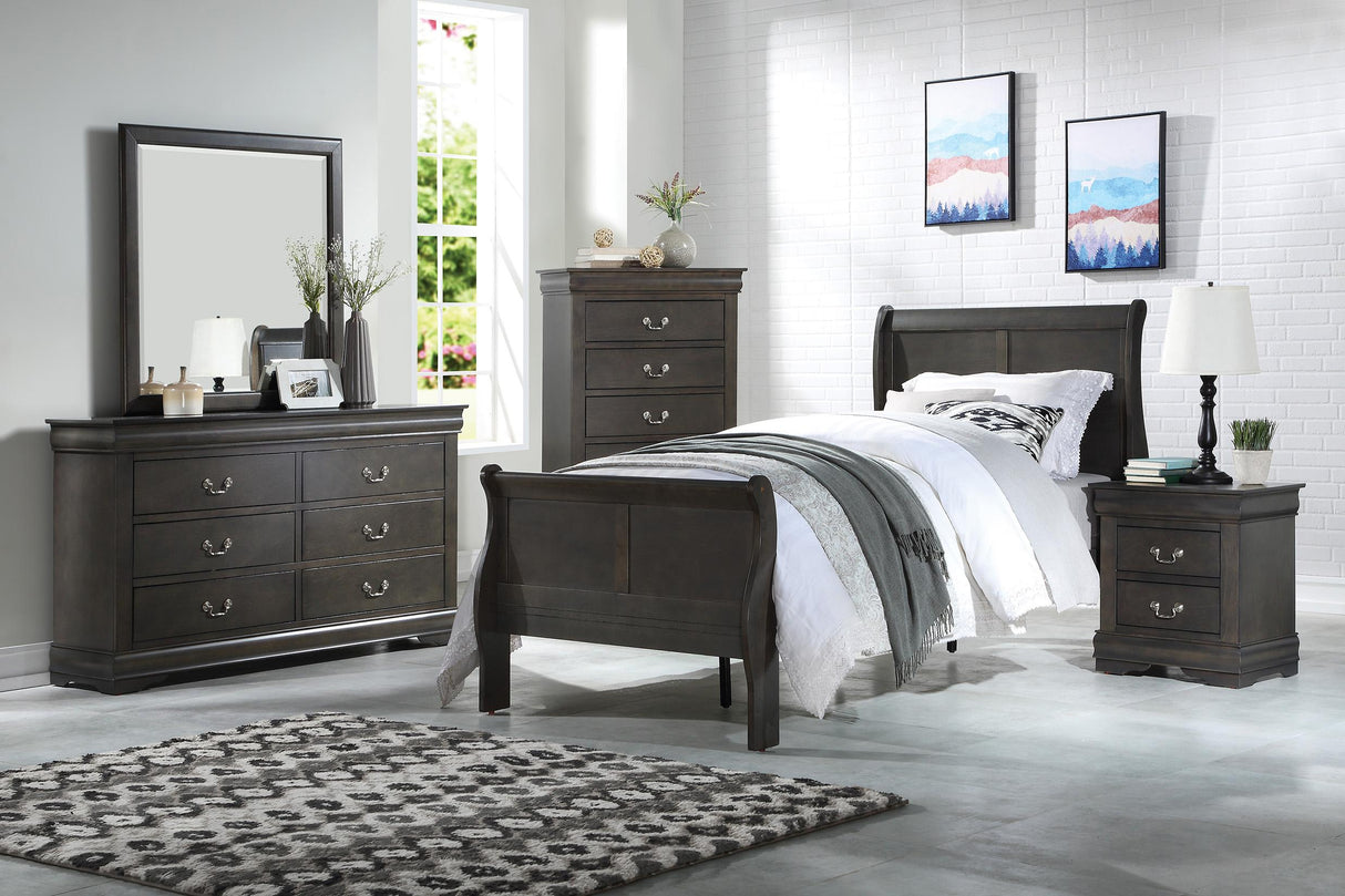 Louis Philippe Dark Gray Full Bed - Furniture World