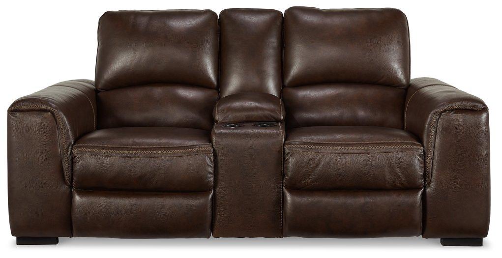 Alessandro Power Reclining Loveseat with Console - Furniture World