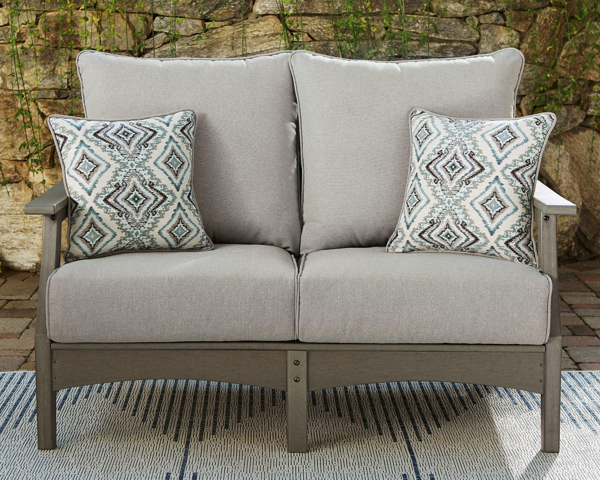 Visola Outdoor Loveseat, Lounge Chairs, Coffee Table - Furniture World