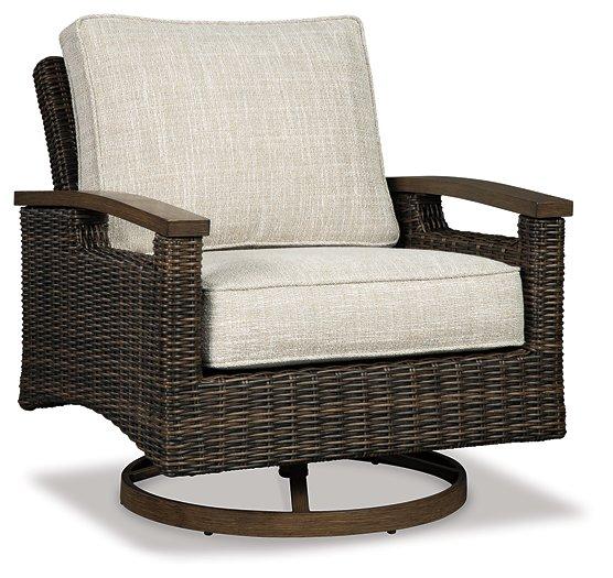 Paradise Trail Paradise Trail Fire Pit Table with 4 Nuvella Swivel Lounge Chairs - Furniture World