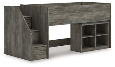 Frandern Loft Bed with Bookcase Storage - Furniture World