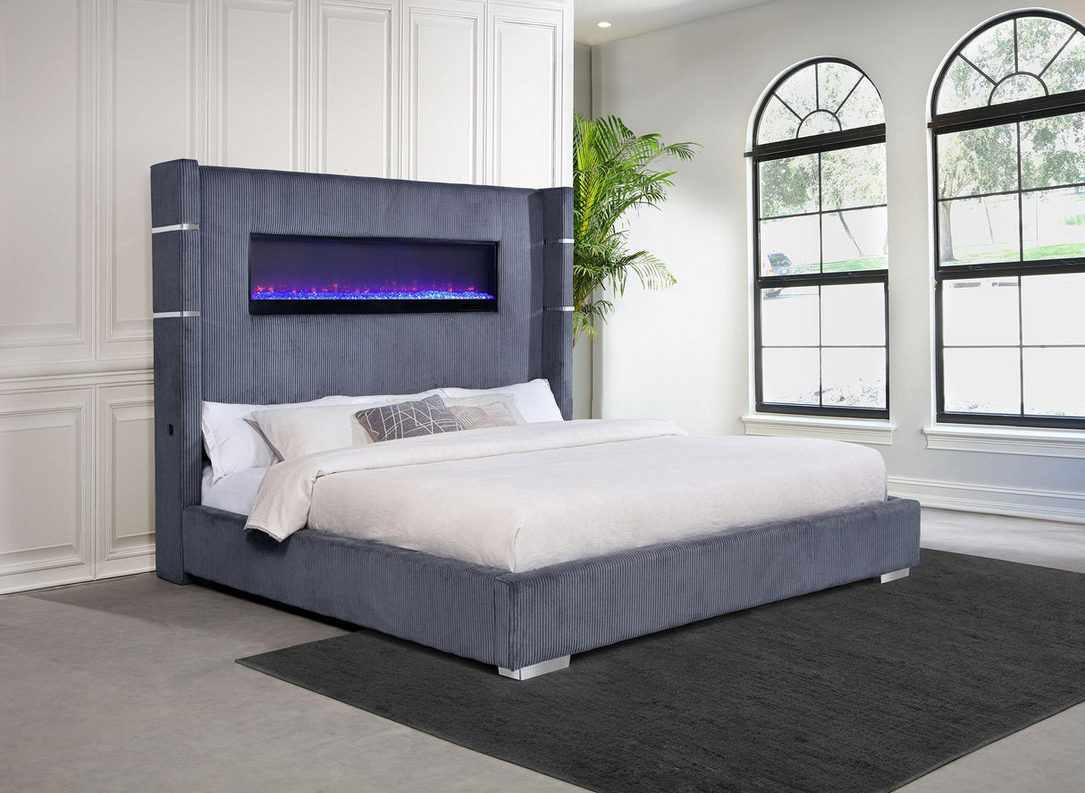 Tisdall Wingback Bed with Flame Visualizer - Furniture World