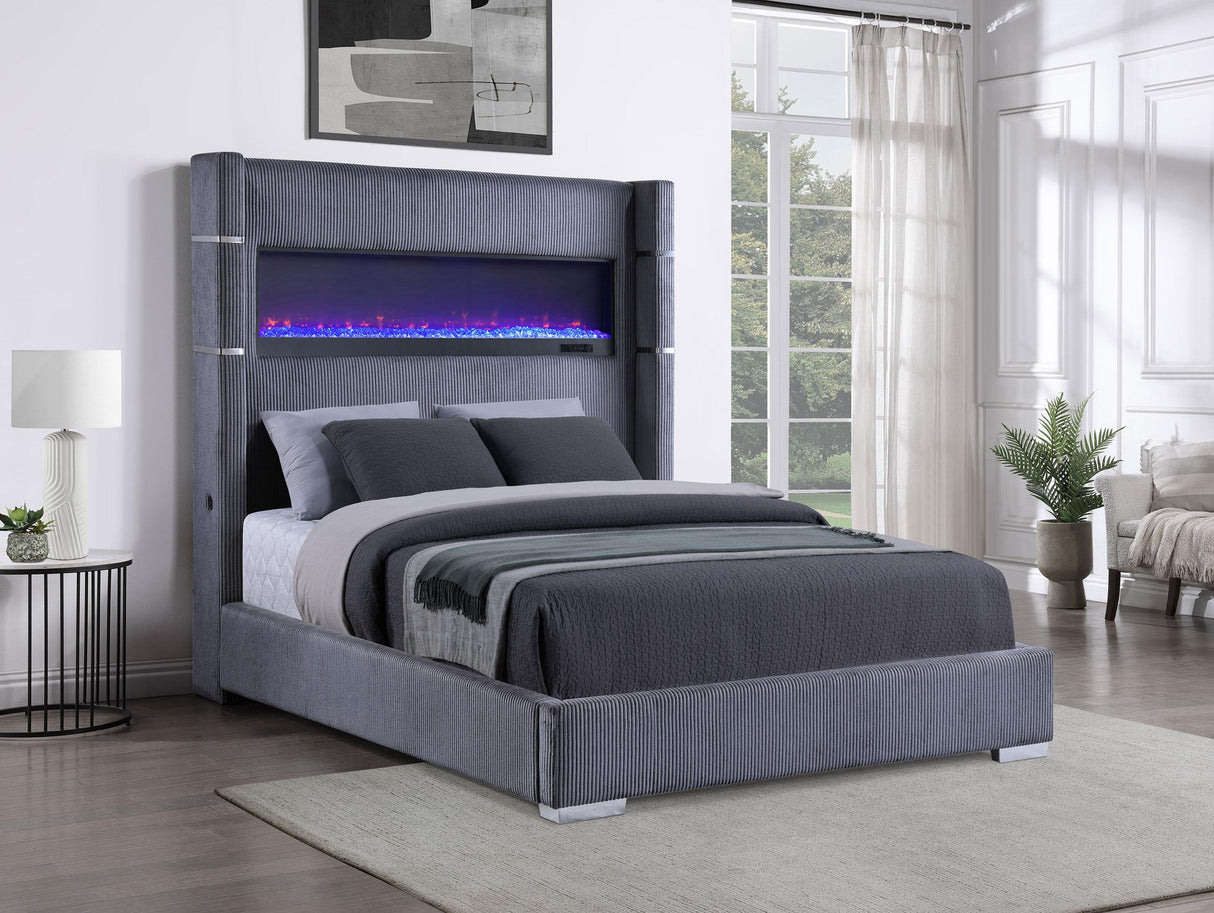 Tisdall Wingback Bed with Flame Visualizer - Furniture World
