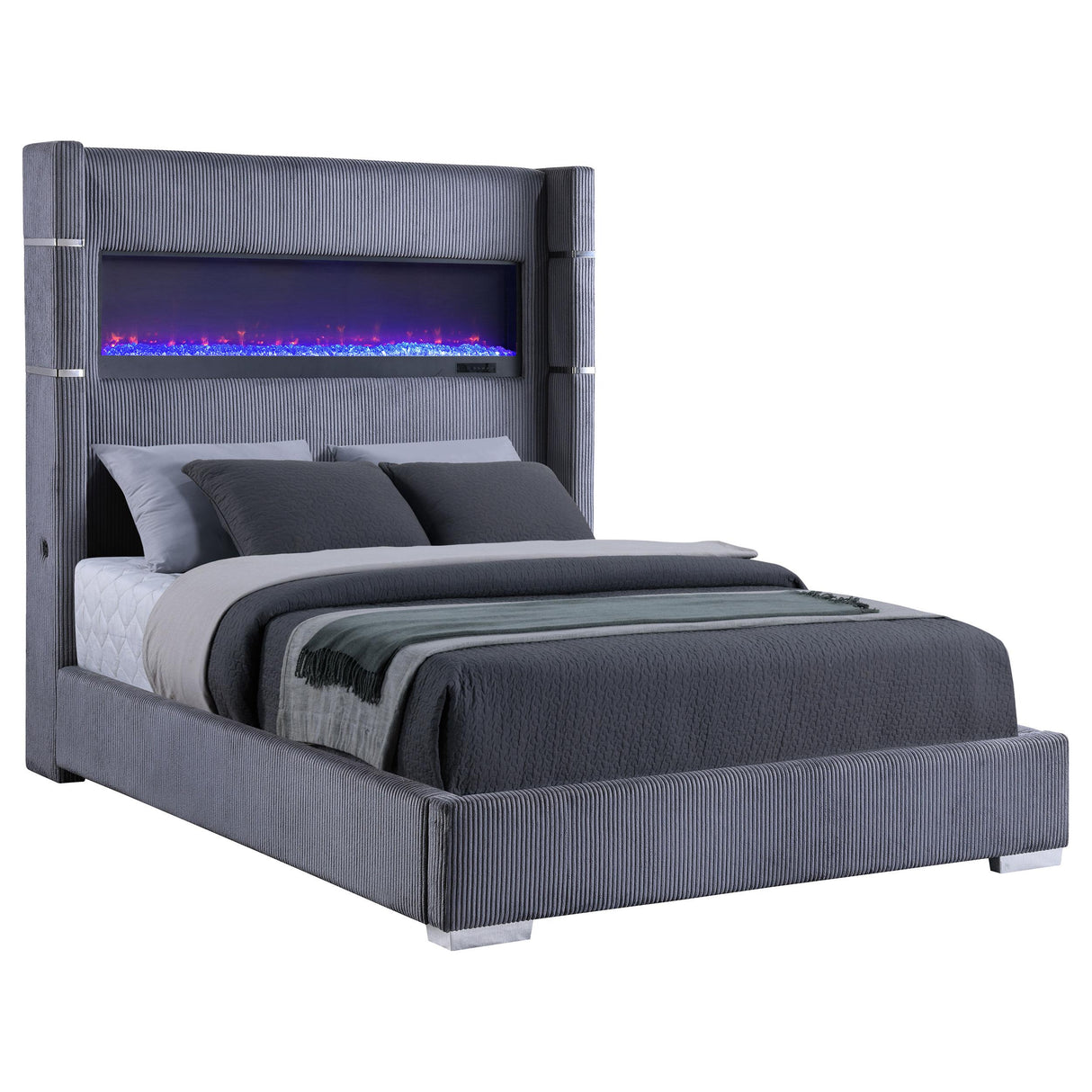 Tisdall Wingback Bed with Flame Visualizer - Furniture World