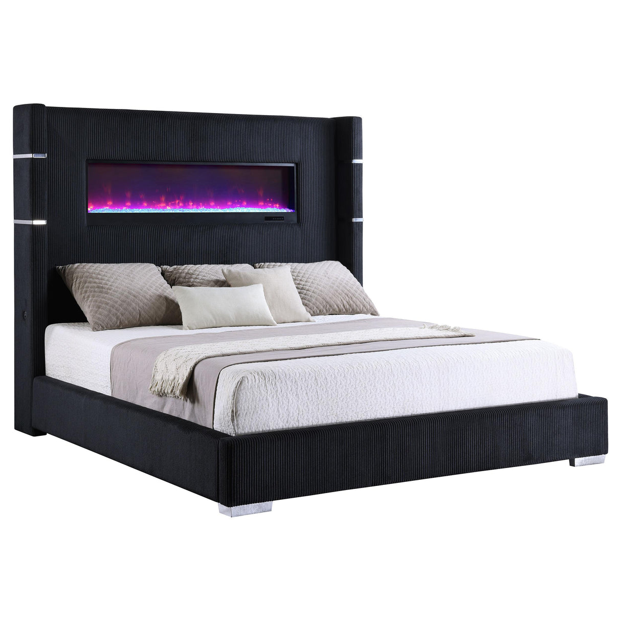 Tisdall Wingback Bed with Flame Visualizer - Furniture World