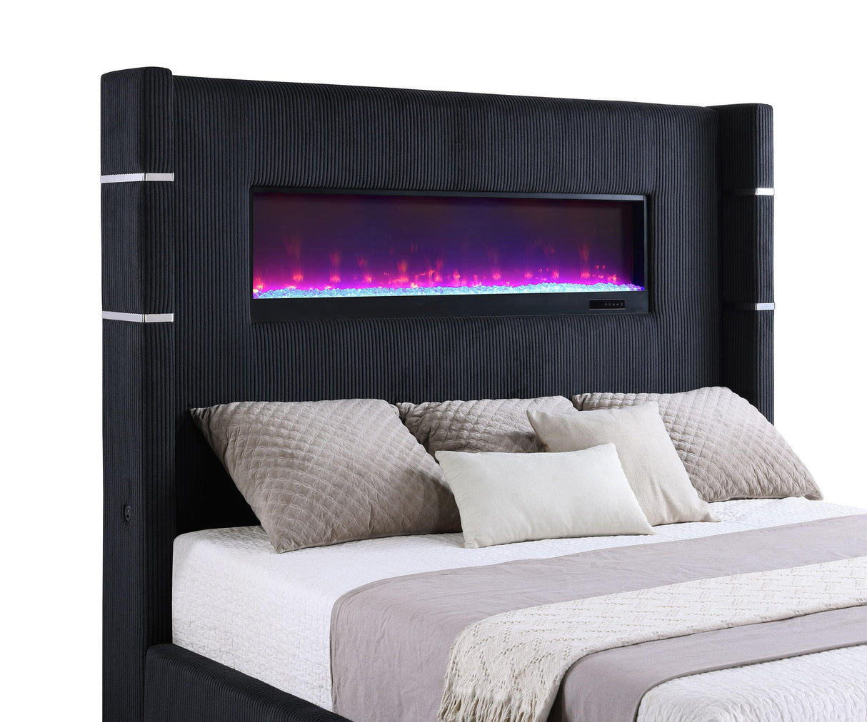 Tisdall Wingback Bed with Flame Visualizer - Furniture World
