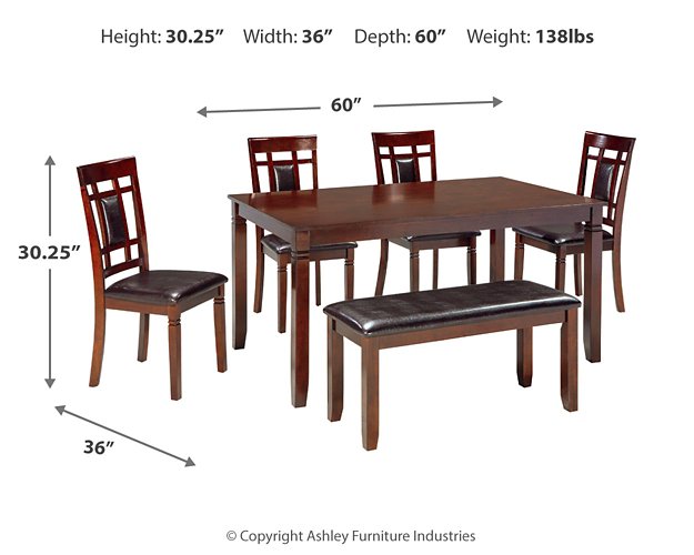 Bennox Dining Table and Chairs with Bench (Set of 6) - Furniture World