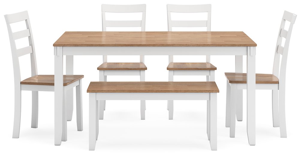 Gesthaven Dining Table with 4 Chairs and Bench (Set of 6) - Furniture World