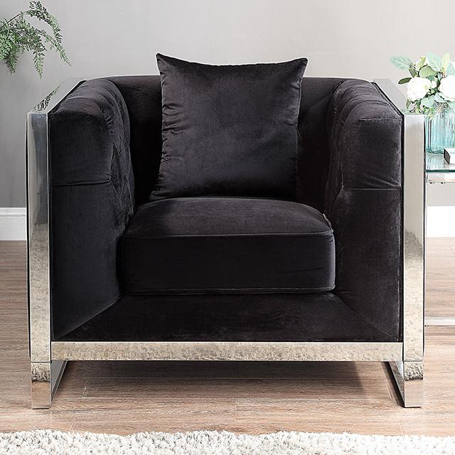 EVADNE Chair w/ Pillow, Black - Furniture World