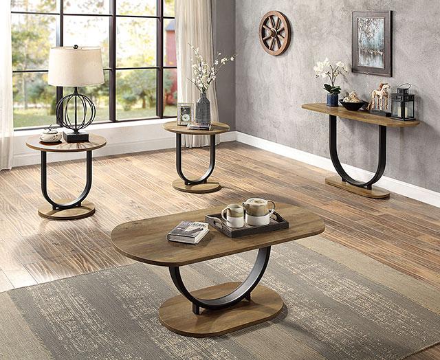 OLBIA Sofa Table, Rustic Oak/Sand Black - Furniture World
