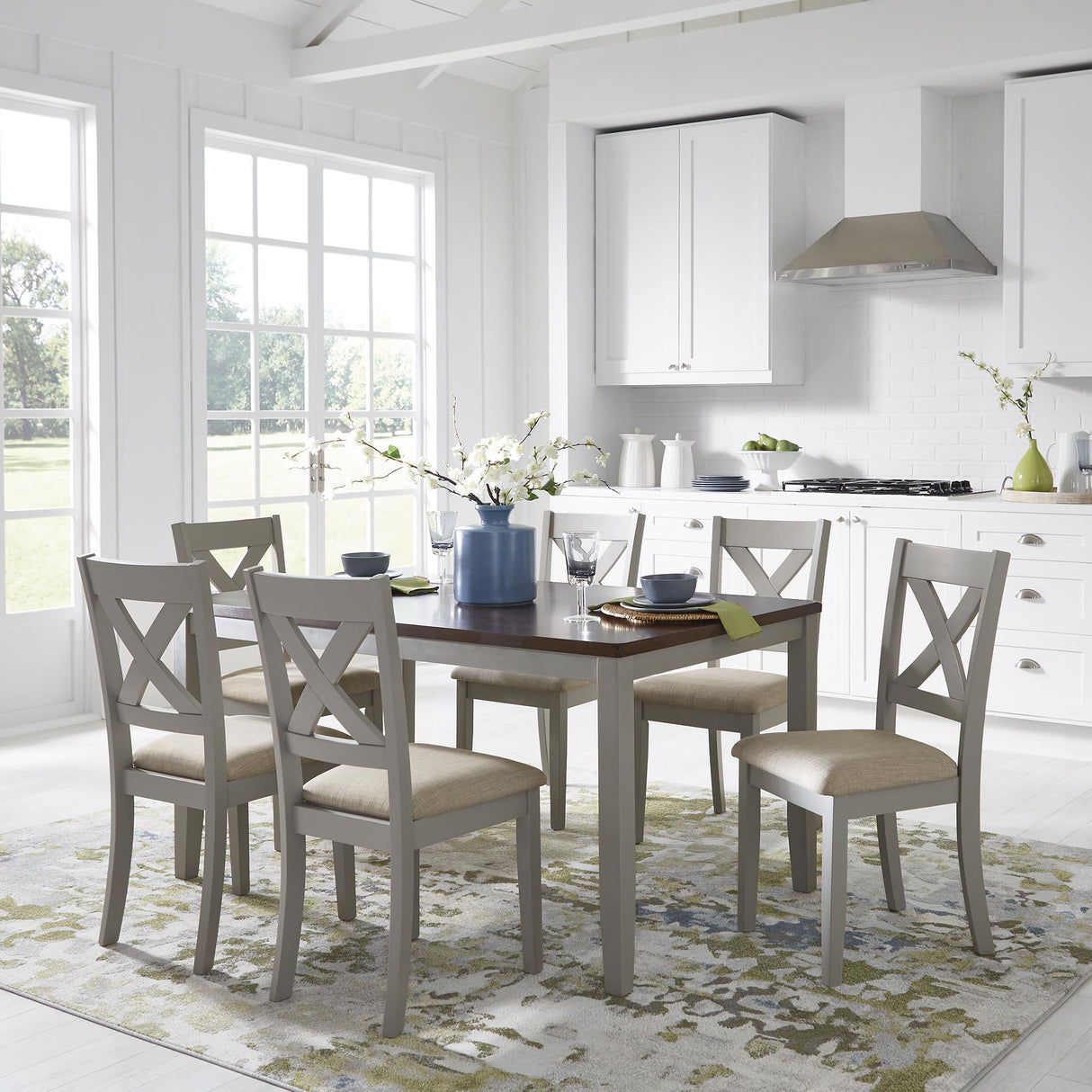 Thornton 7 Piece Rectangular Leg Table Set - Furniture World