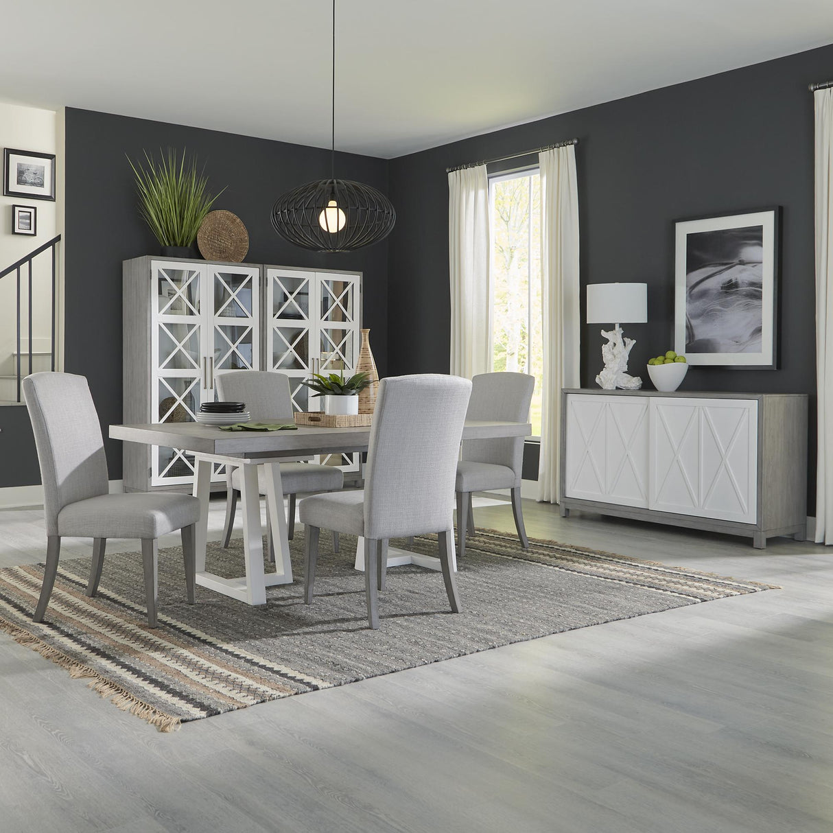 Palmetto Heights 5 Piece Double Pedestal Table Set - Furniture World