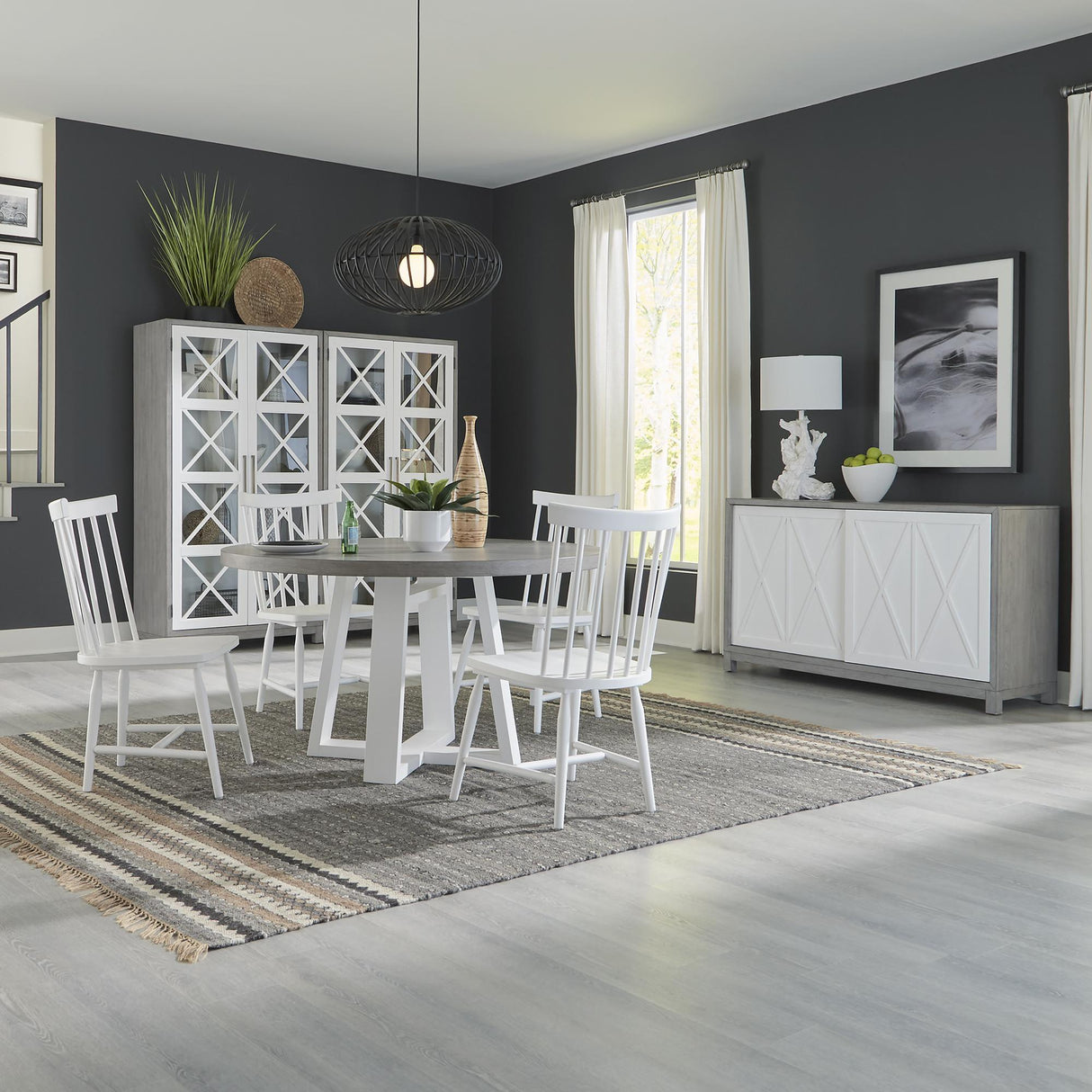 Palmetto Heights Opt 5 Piece Pedestal Table Set - Furniture World