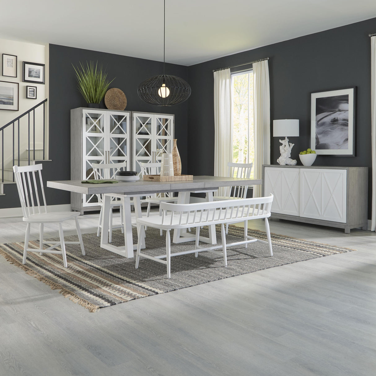 Palmetto Heights Opt 6 Piece Double Pedestal Table Set - Furniture World
