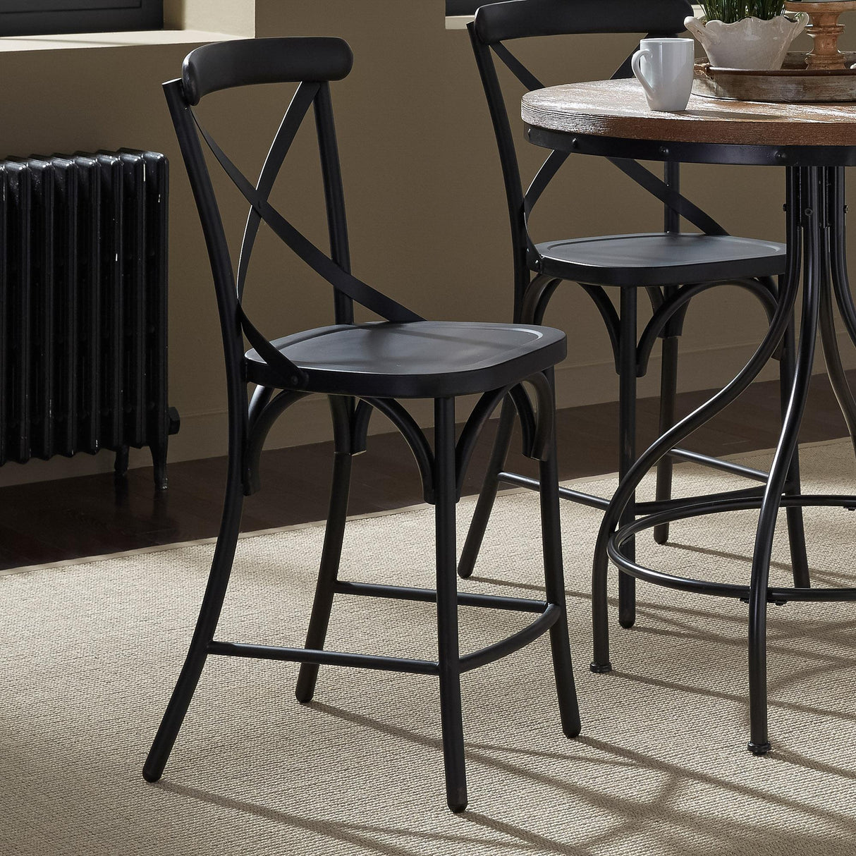 Vintage Series X Back Counter Chair - Black - Furniture World