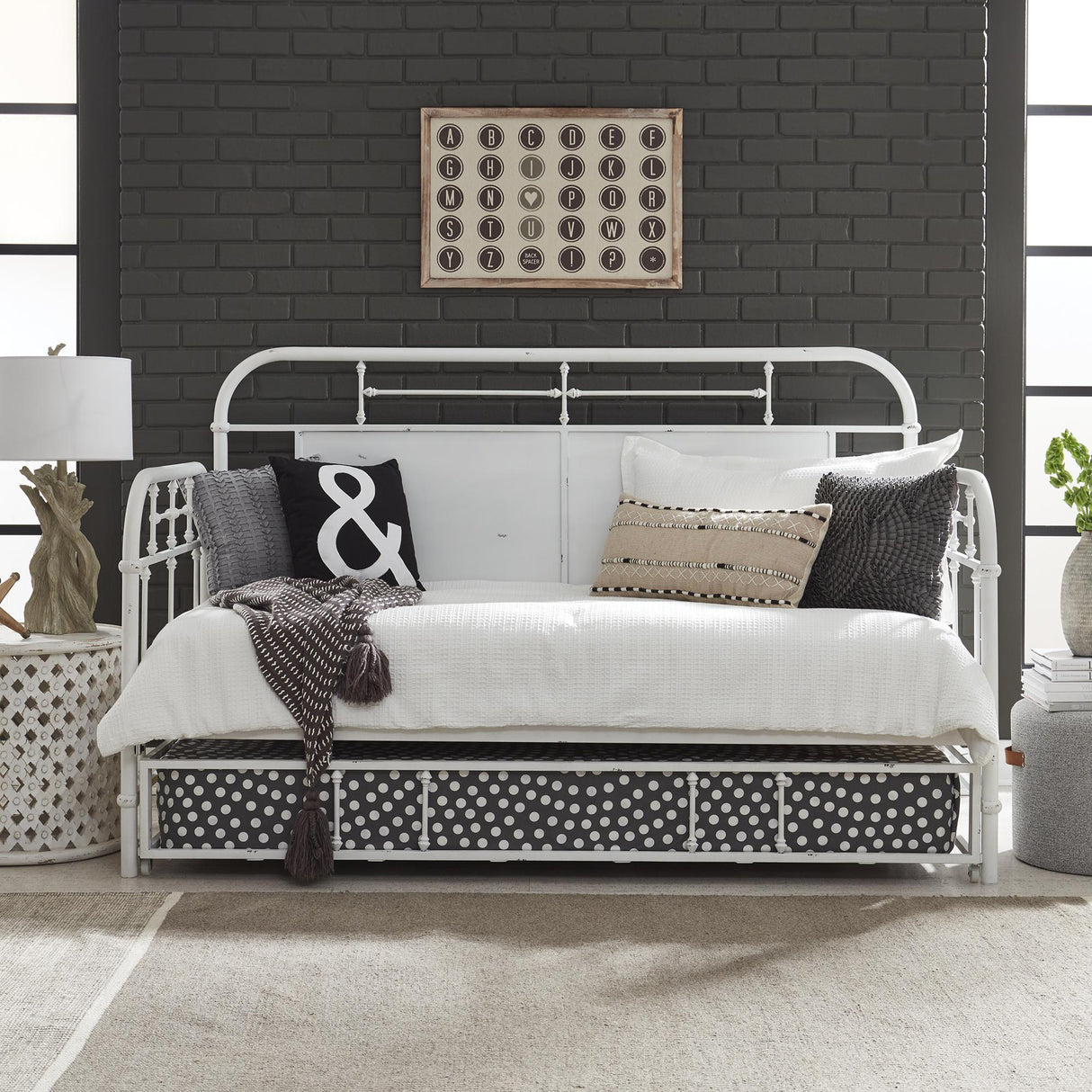 Vintage Series Twin Metal Trundle - Antique White - Furniture World