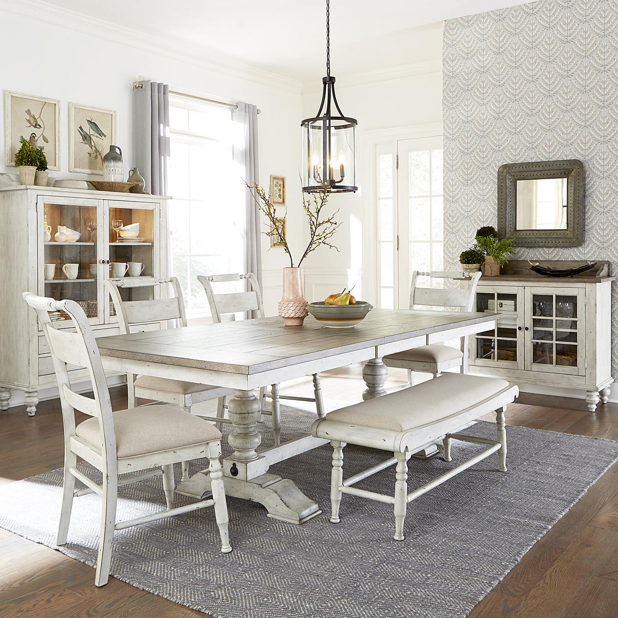 Whitney 6 Piece Trestle Table Set - Furniture World