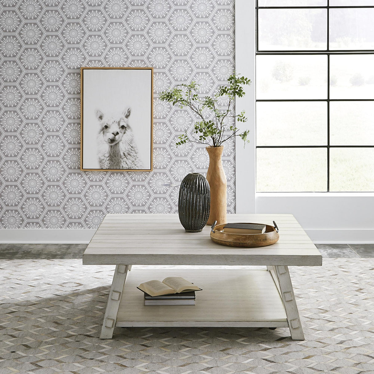 Modern Farmhouse Oversized Square Cocktail Table - Furniture World
