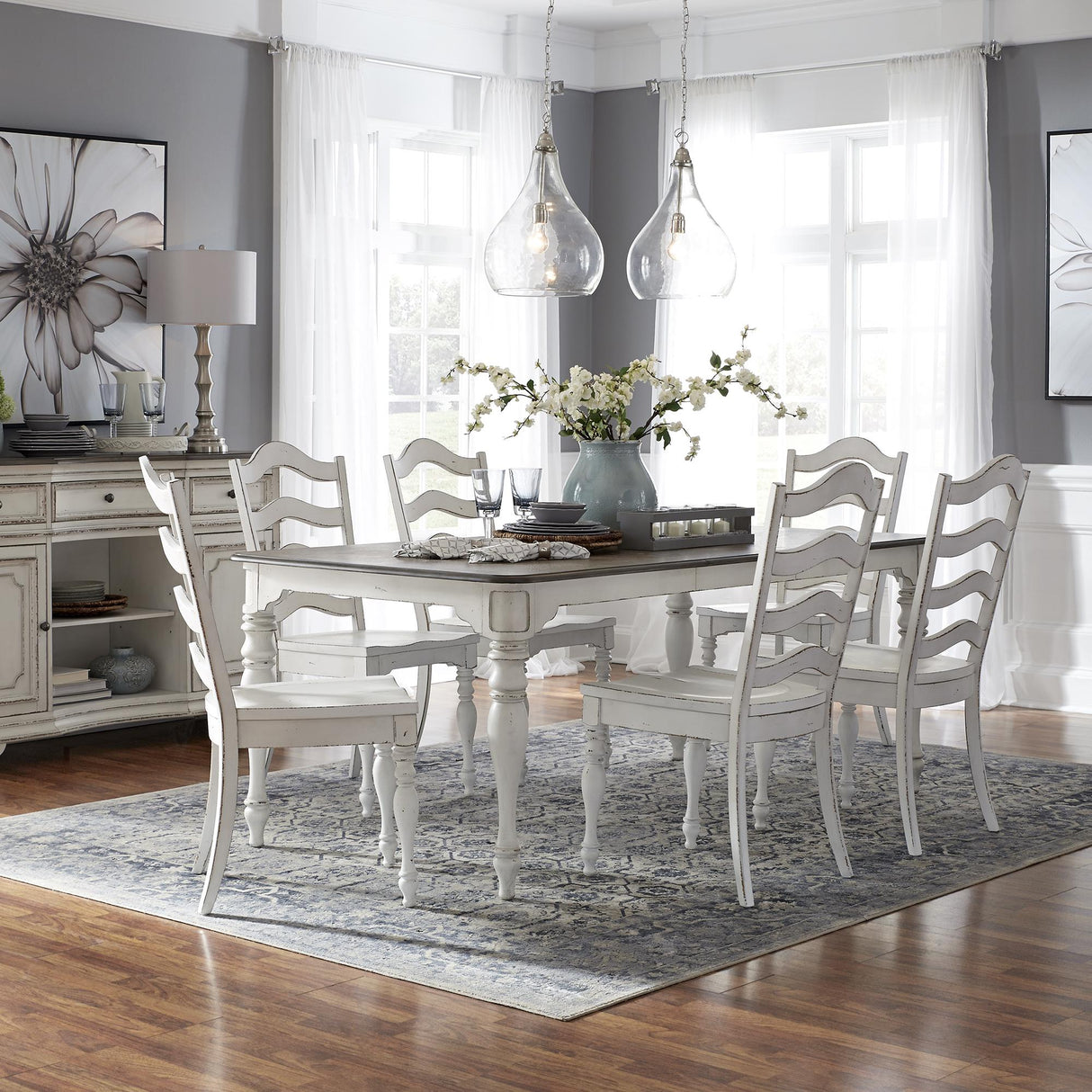 Magnolia Manor 7 Piece Leg Table Set - Furniture World