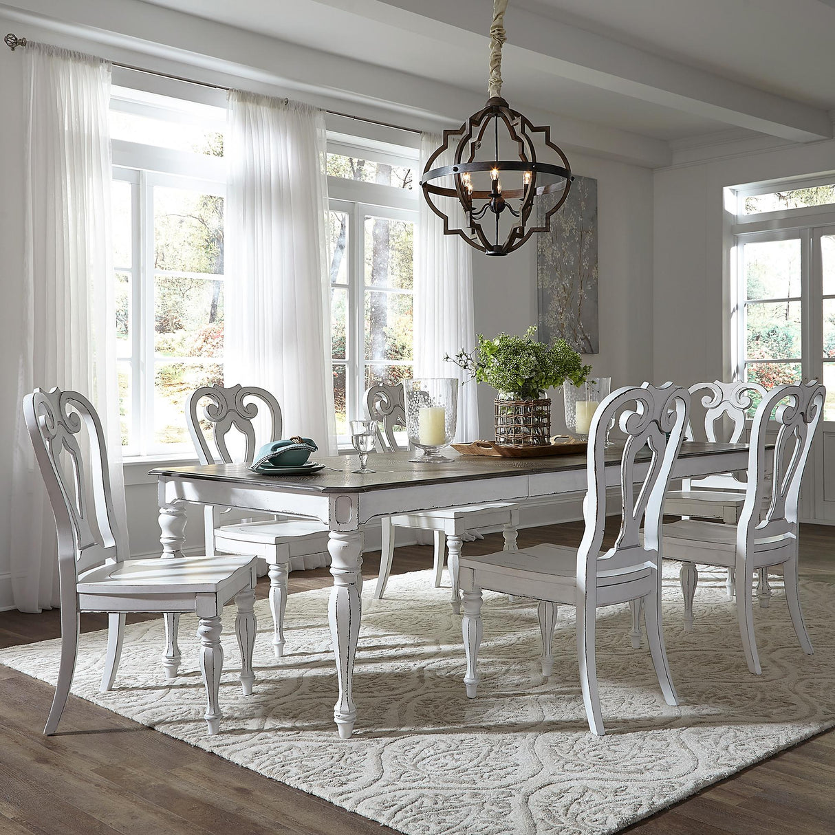 Magnolia Manor Opt 7 Piece Leg Table Set - Furniture World